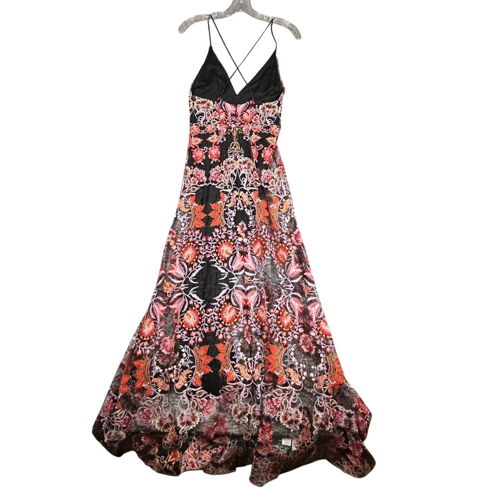 Free People Rising Sun Maxi Dress Women's 6 Warm Embroidered Floral Strappy Boho - Picture 3 of 15